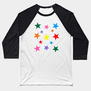 Rainbow Stars Celestial Pattern Baseball T-Shirt